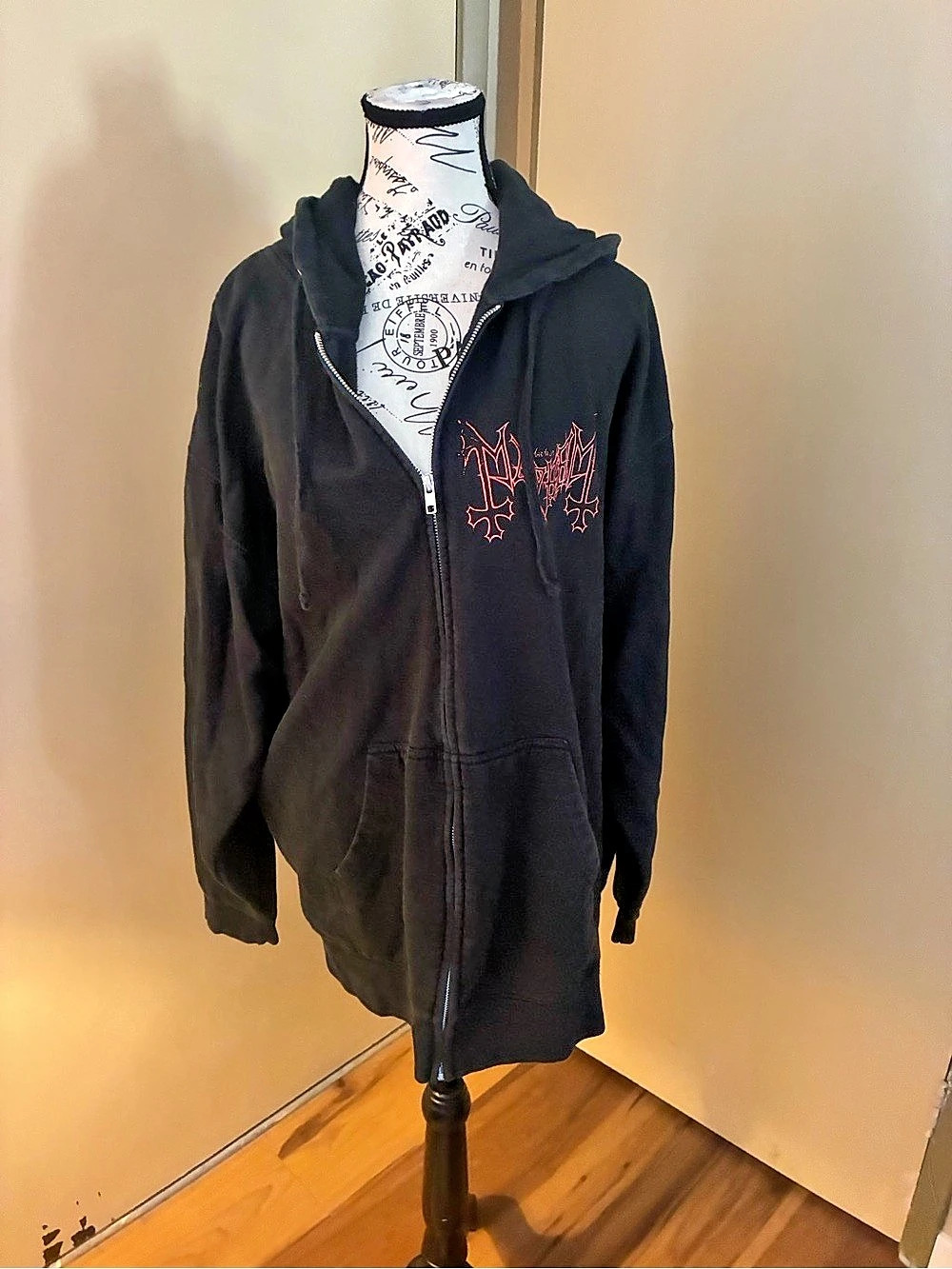 Mercyful Fate Est. 1984 graphic zip hoodie Graphic Zip Hoodie in Black & Red
